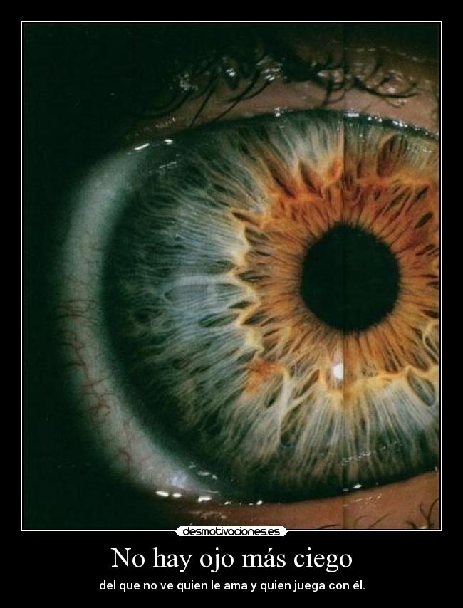 No hay ojo más ciego - del que no ve quien le ama y quien juega con él.