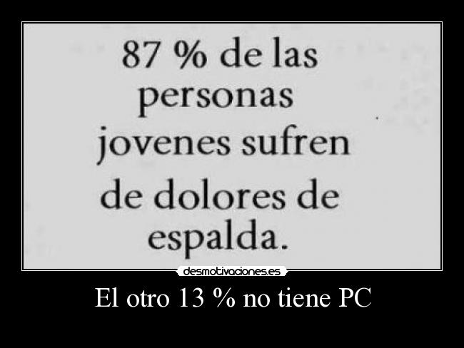 El otro 13 % no tiene PC -