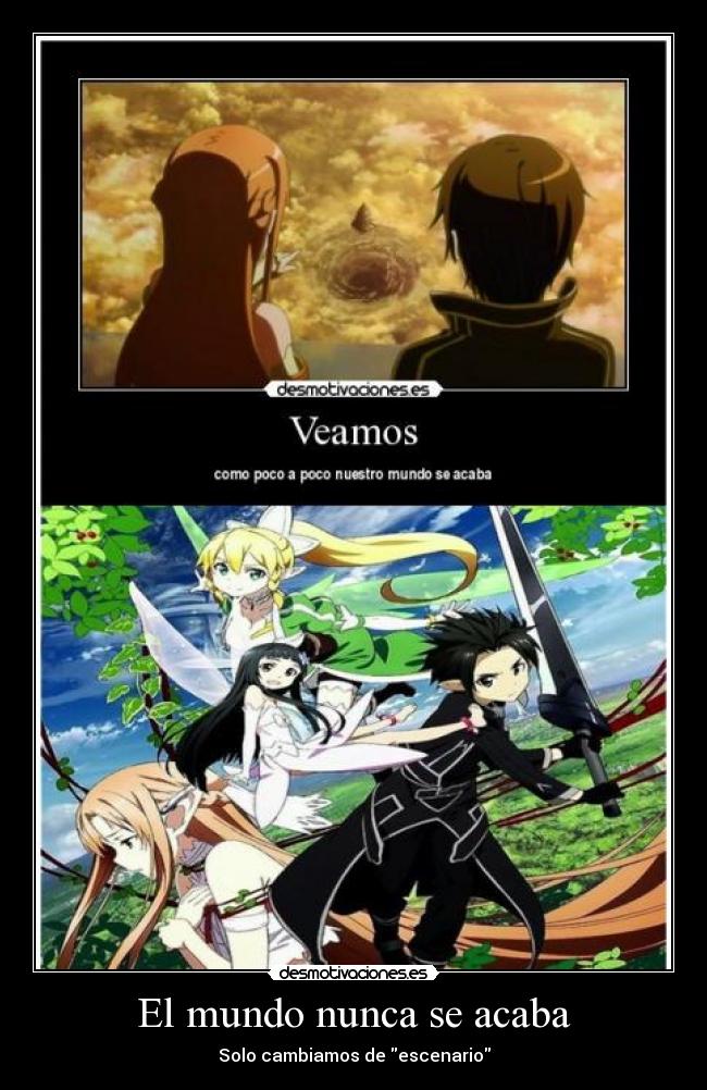 carteles mundo despues sword art online hay alfheim online kirito asuna yui desmotivaciones