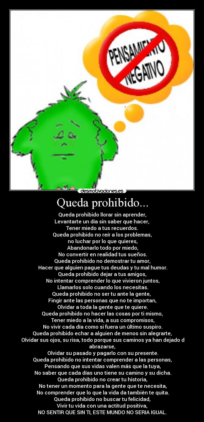 carteles pensar negativo queda prohibido desmotivaciones