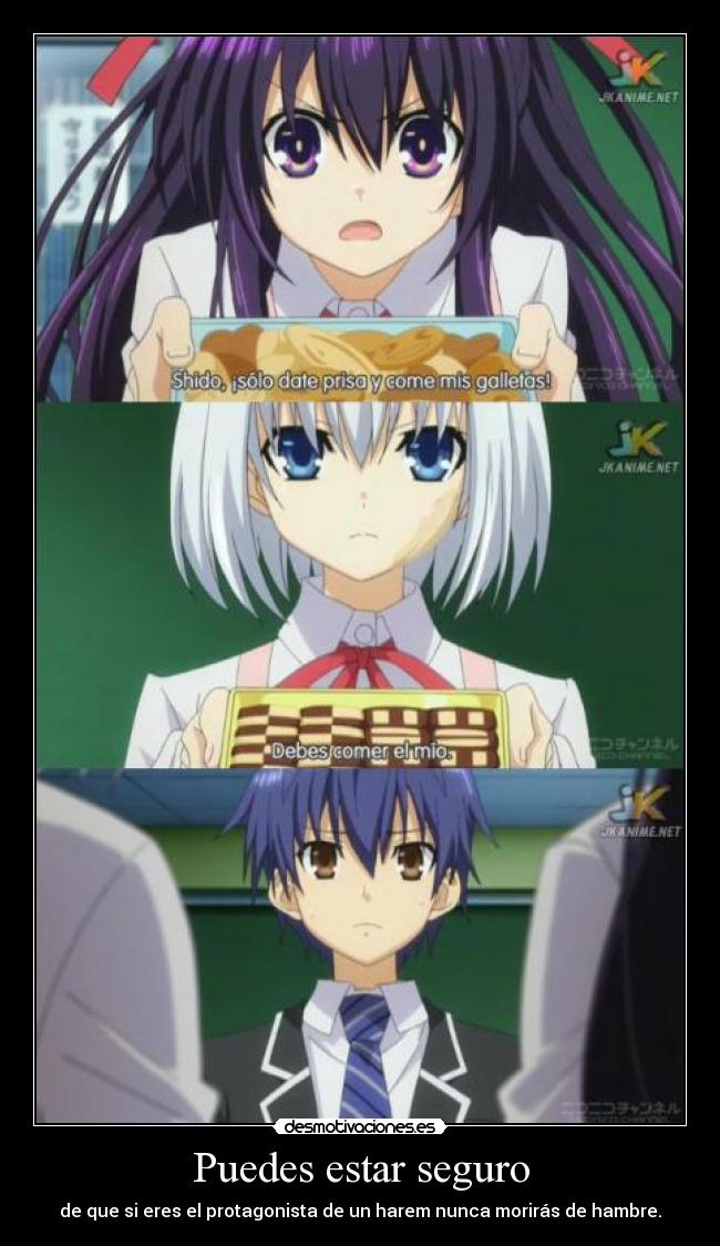 carteles anime date live humor harem comun japon dar comida alguien que gusta desmotivaciones