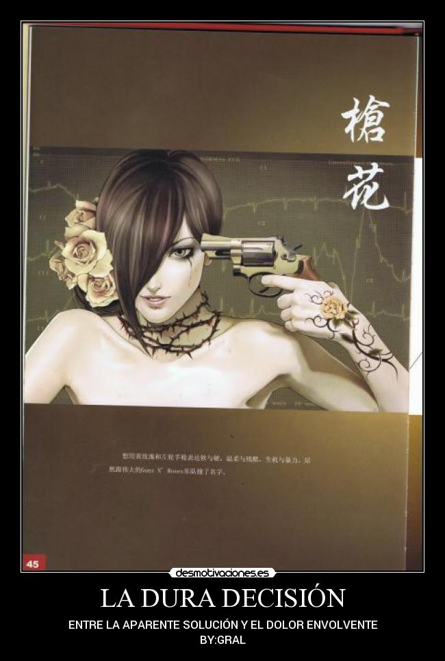 LA DURA DECISIÓN - ENTRE LA APARENTE SOLUCIÓN Y EL DOLOR ENVOLVENTE
BY:GRAL