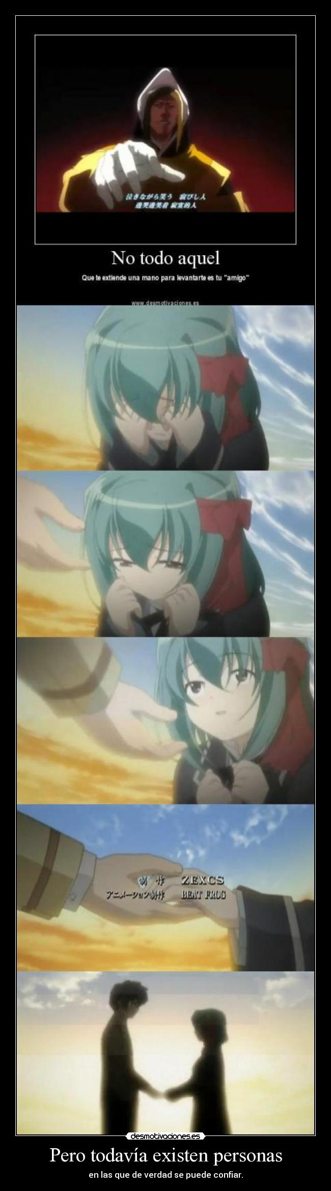 carteles anime mushi uta gente confiable dar una mano desmotivaciones