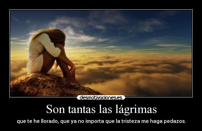 Son tantas las lágrimas - que te he llorado, que ya no importa que la tristeza me haga pedazos.