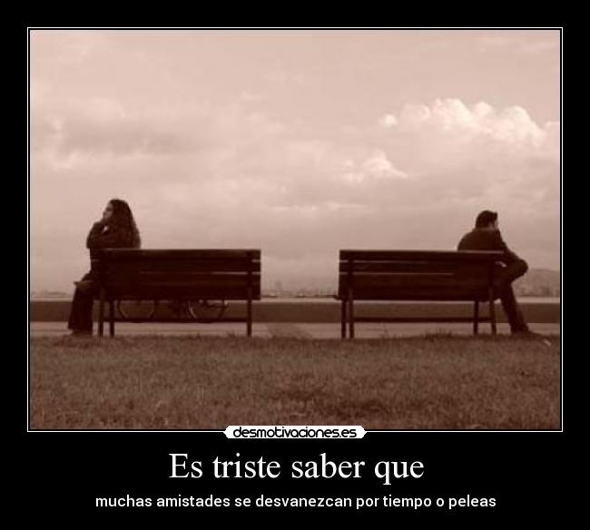 Es triste saber que - muchas amistades se desvanezcan por tiempo o peleas