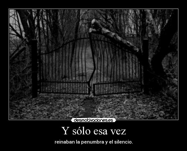 Y sólo esa vez - reinaban la penumbra y el silencio.