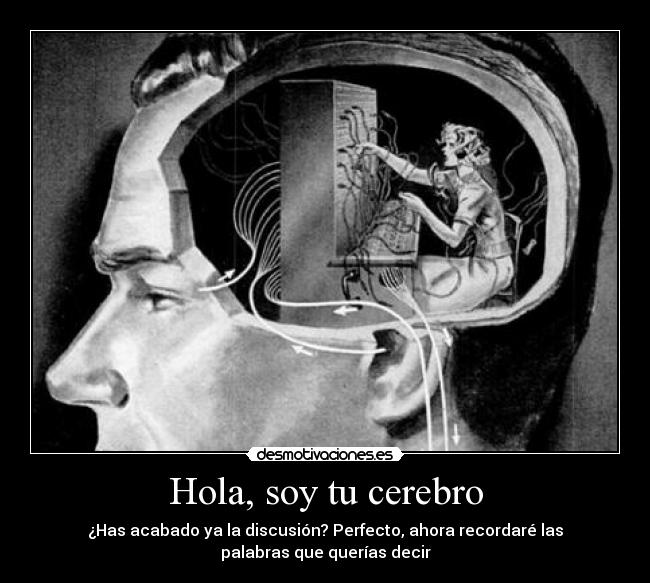 Hola, soy tu cerebro - ¿Has acabado ya la discusión? Perfecto, ahora recordaré las
palabras que querías decir
