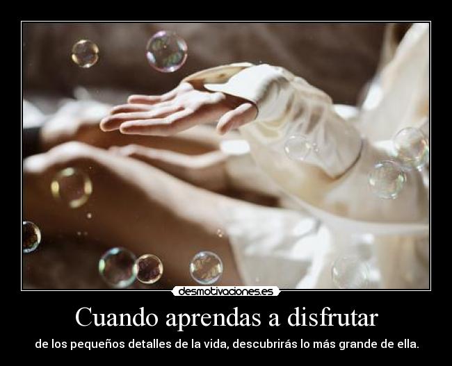 Cuando aprendas a disfrutar - de los pequeños detalles de la vida, descubrirás lo más grande de ella.
