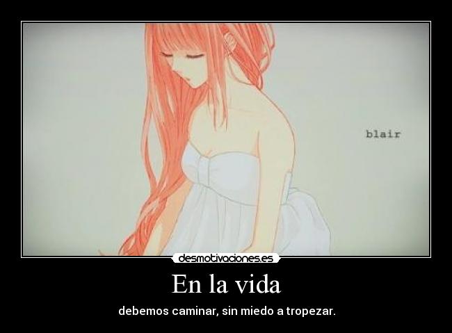 En la vida - debemos caminar, sin miedo a tropezar.
