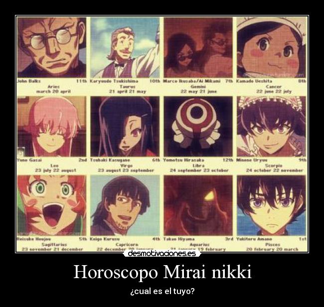 Horoscopo Mirai nikki - ¿cual es el tuyo?