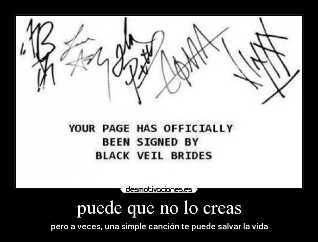 puede que no lo creas - pero a veces, una simple canción te puede salvar la vida