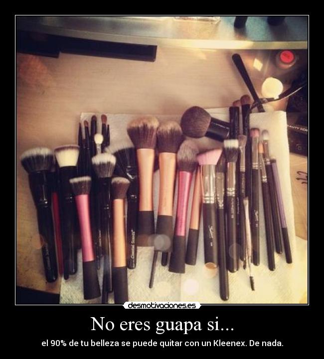 No eres guapa si... - el 90% de tu belleza se puede quitar con un Kleenex. De nada.