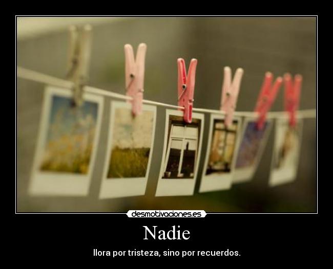 Nadie - llora por tristeza, sino por recuerdos.