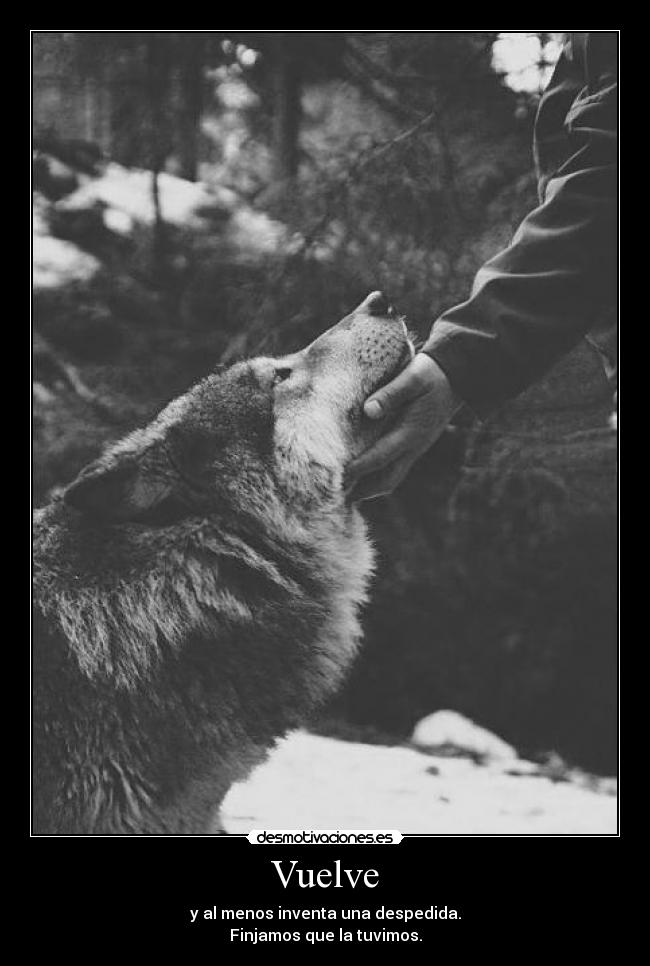 Vuelve - y al menos inventa una despedida.
Finjamos que la tuvimos.