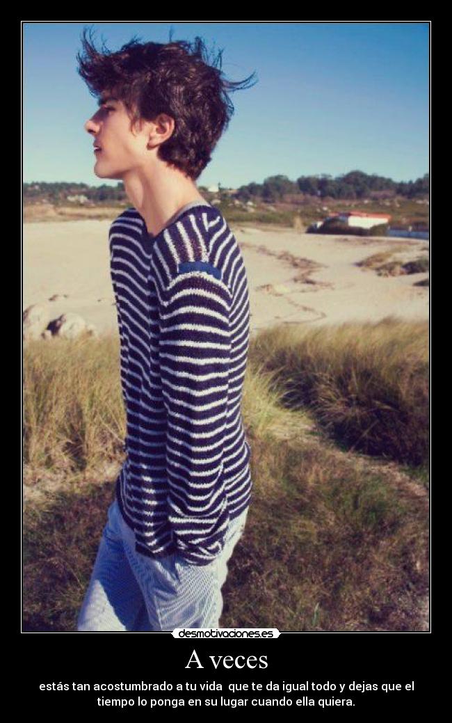 A veces - estás tan acostumbrado a tu vida que te da igual todo y dejas que el
tiempo lo ponga en su lugar cuando ella quiera.