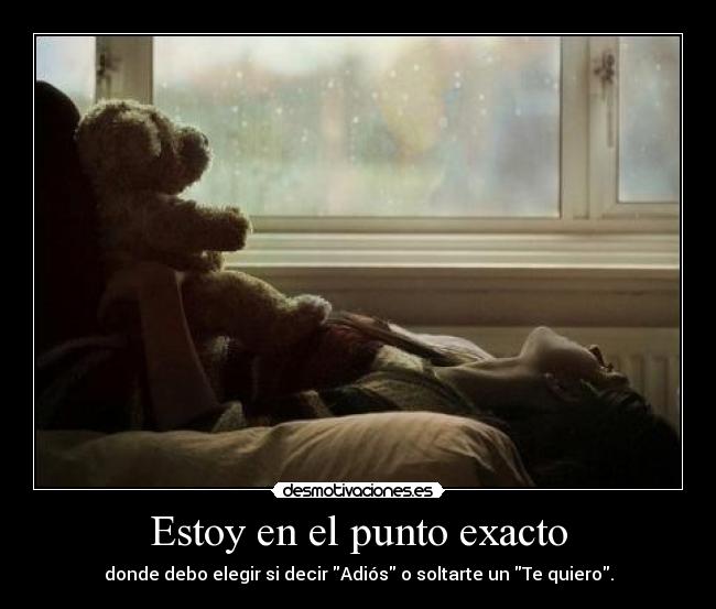 Estoy en el punto exacto - donde debo elegir si decir Adiós o soltarte un Te quiero.