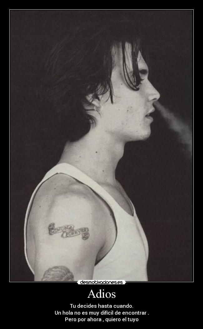 Adios - Tu decides hasta cuando.
Un hola no es muy difícil de encontrar .
Pero por ahora , quiero el tuyo