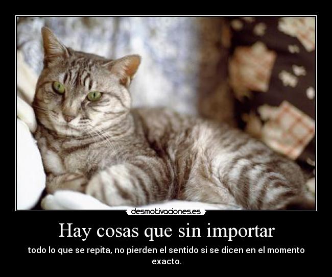 Hay cosas que sin importar - todo lo que se repita, no pierden el sentido si se dicen en el momento exacto.