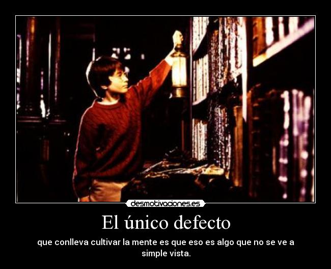 El único defecto - que conlleva cultivar la mente es que eso es algo que no se ve a simple vista.