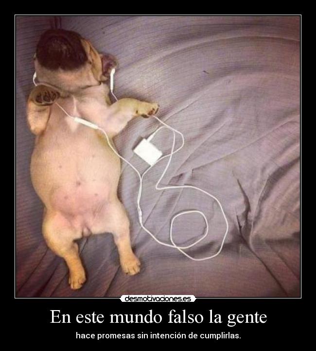 En este mundo falso la gente - hace promesas sin intención de cumplirlas.
