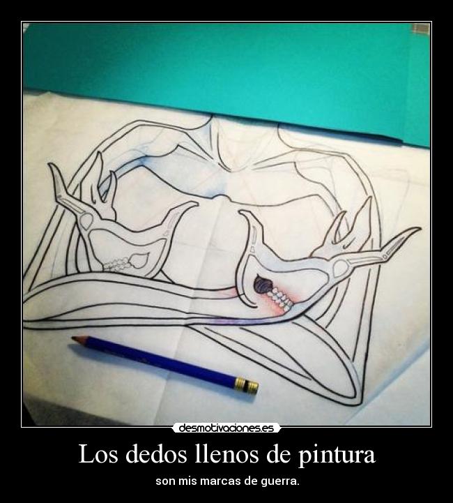 Los dedos llenos de pintura -