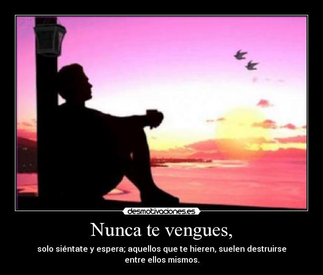 Nunca te vengues, - solo siéntate y espera; aquellos que te hieren, suelen destruirse entre ellos mismos.
