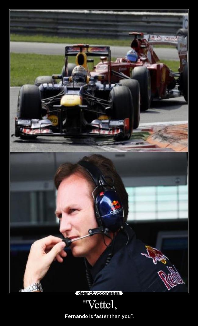 carteles fernando alonso sebastian vettel christian horner ronoa desmotivaciones