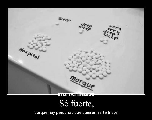 Sé fuerte, - porque hay personas que quieren verte triste.