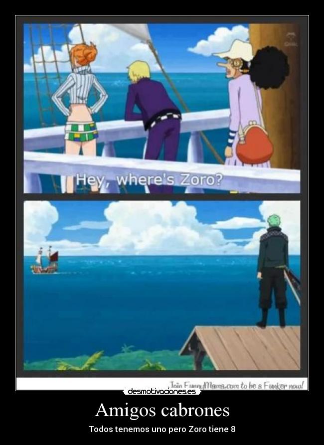 carteles amigos roronoa zoro one piece desmotivaciones