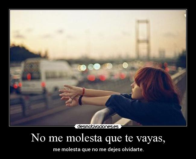 No me molesta que te vayas, -