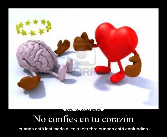 No confíes en tu corazón - cuando está lastimado ni en tu cerebro cuando está confundido.