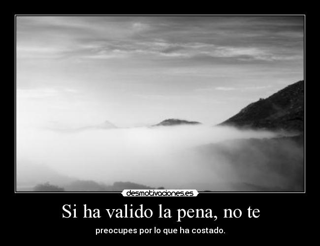 Si ha valido la pena, no te - preocupes por lo que ha costado.