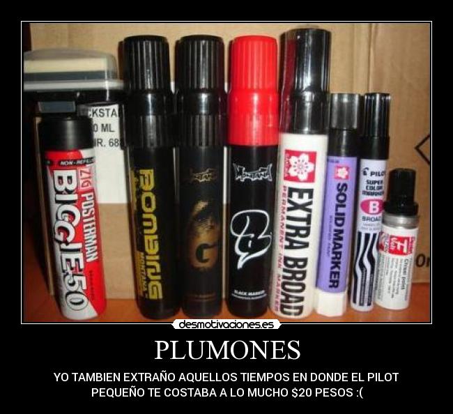 PLUMONES - YO TAMBIEN EXTRAÑO AQUELLOS TIEMPOS EN DONDE EL PILOT
PEQUEÑO TE COSTABA A LO MUCHO $20 PESOS :(