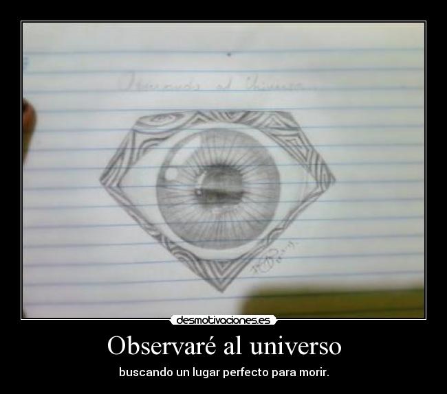 Observaré al universo - buscando un lugar perfecto para morir.