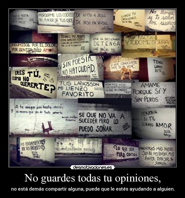 No guardes todas tu opiniones, - no está demás compartir alguna, puede que le estés ayudando a alguien.