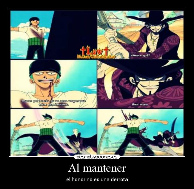 carteles one piece zoro mihawk desmotivaciones