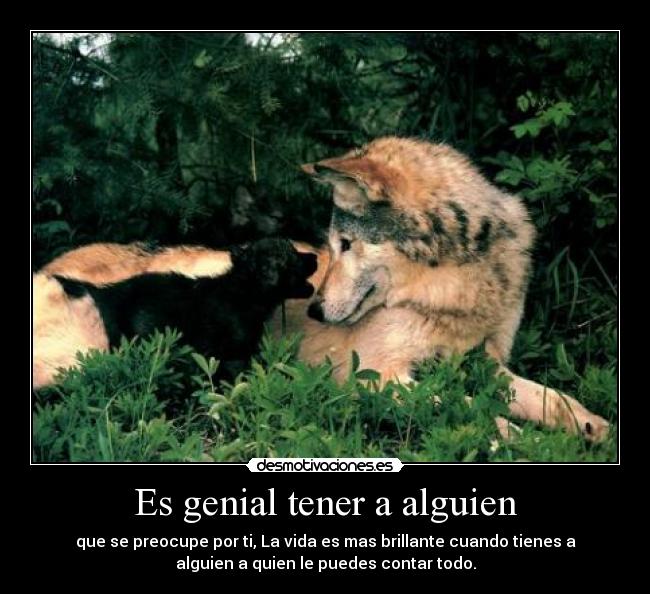 Es genial tener a alguien - que se preocupe por ti, La vida es mas brillante cuando tienes a
alguien a quien le puedes contar todo.