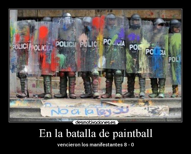 En la batalla de paintball - vencieron los manifestantes 8 - 0