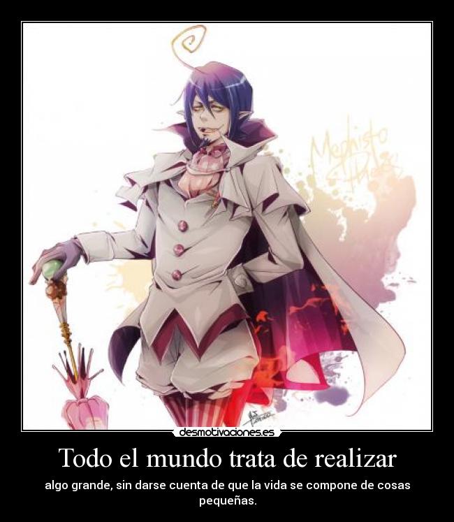 carteles mundo anime otaku mephisto pheles exorcist desmotivaciones