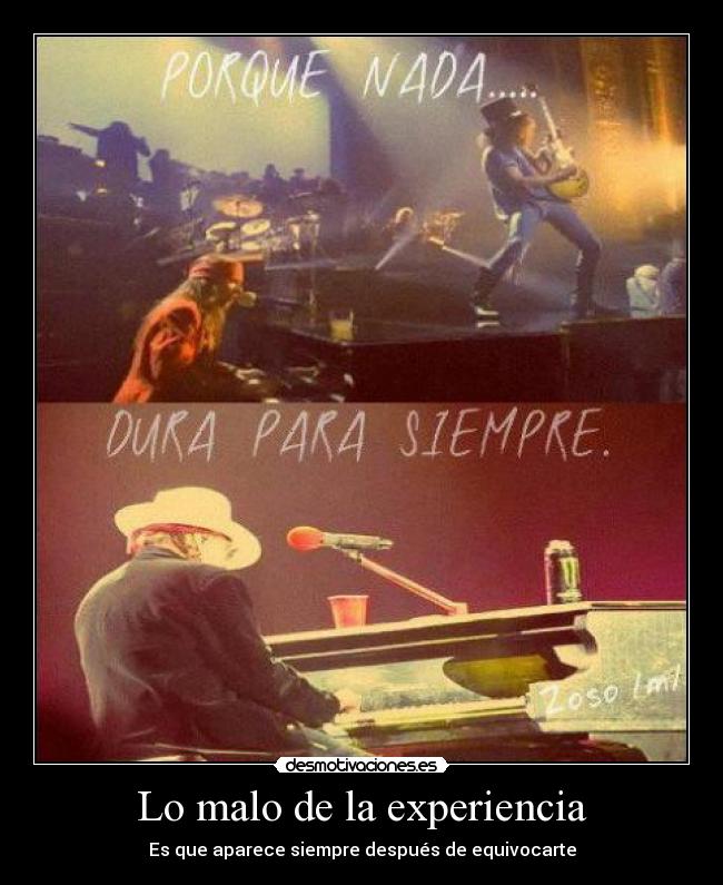 Lo malo de la experiencia - Es que aparece siempre después de equivocarte