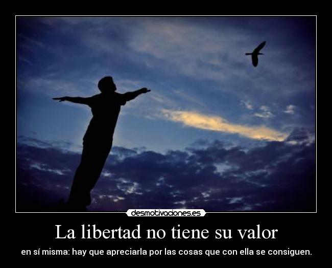 La libertad no tiene su valor - en sí misma: hay que apreciarla por las cosas que con ella se consiguen.