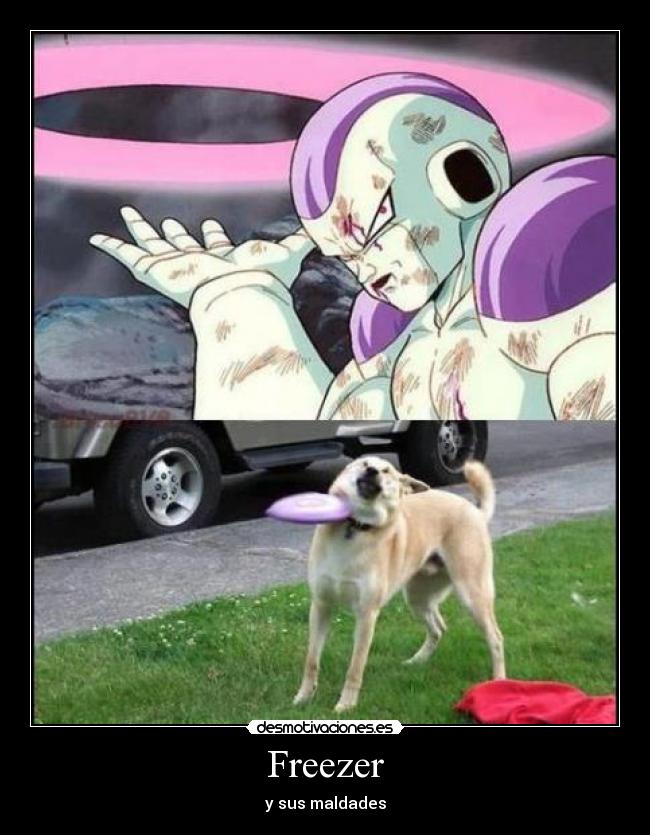 carteles malevolo freezer como ocurre golpear perrito muuuy malo desmotivaciones