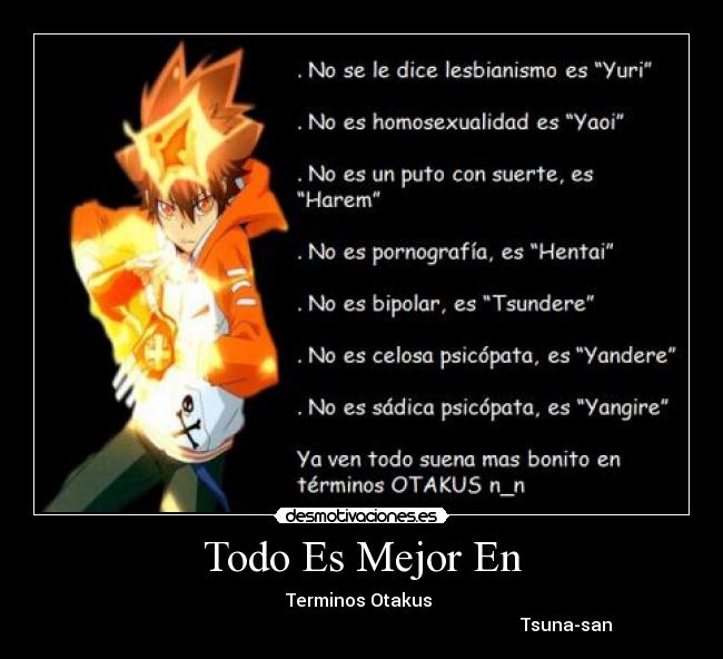 Todo Es Mejor En - Terminos Otakus
Tsuna-san