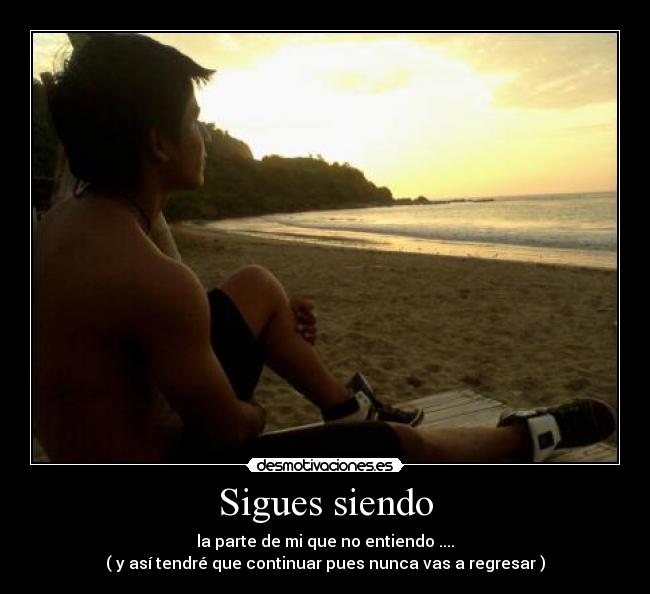 Sigues siendo - la parte de mi que no entiendo ....
( y así tendré que continuar pues nunca vas a regresar )