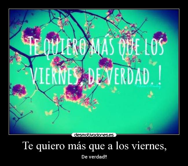 Te quiero más que a los viernes, - De verdad!!