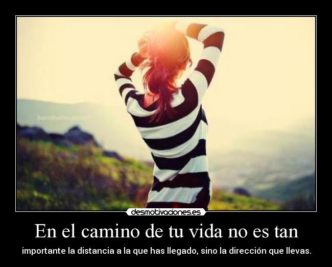 En el camino de tu vida no es tan - importante la distancia a la que has llegado, sino la dirección que llevas.