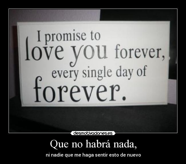 Que no habrá nada, - ni nadie que me haga sentir esto de nuevo