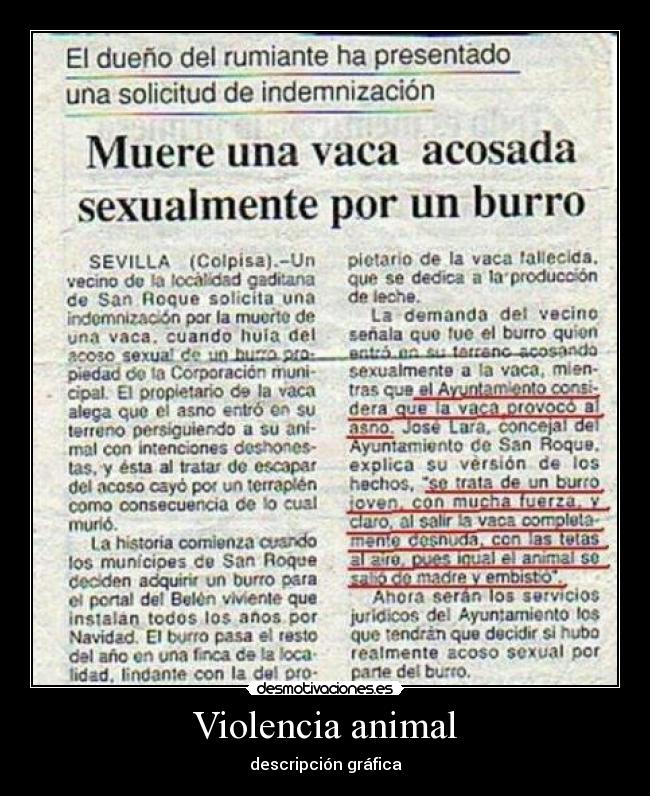 Violencia animal - descripción gráfica