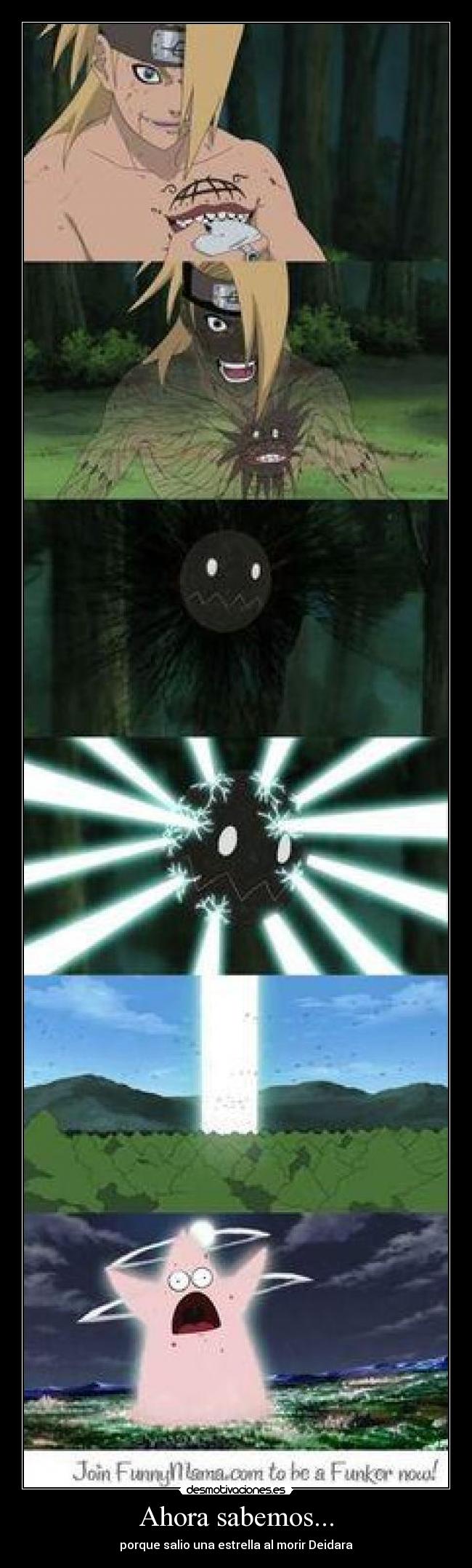 carteles naruto shippuden deidara bob esponja patricio parodia echos reales desmotivaciones