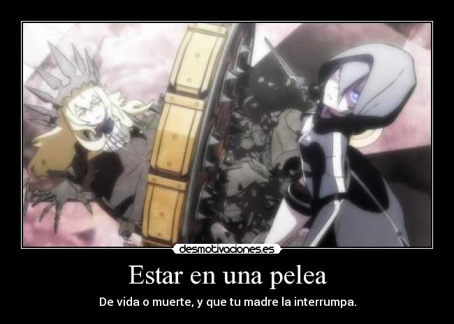carteles anime manga black rock shooter blackrockshooter mato kuroi kagari izuriha chariot estar una pelea desmotivaciones